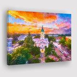 Athens Georgia Usa Downtown Cityscape City Art Watercolor Canvas Prints Wall Art Home Decor, Large Canvas