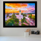 Athens Georgia Usa Downtown Cityscape City Art Watercolor Framed Art Prints Wall Art Decor,Framed Picture