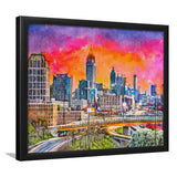 Atlanta Georgia Usa Downtown Skyline Dusk City Art Watercolor Framed Art Prints Wall Art Decor,Framed Picture