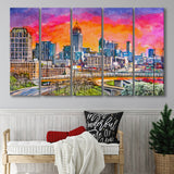 Atlanta Georgia Usa Downtown Skyline Dusk 5 Pieces Extra Large Canvas Prints Wall Art Home Decor
