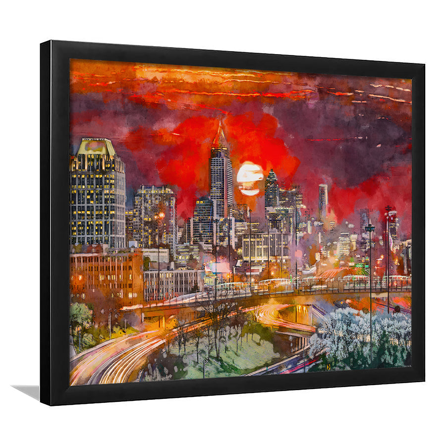 Atlanta Georgia Usa Downtown Skyline V3 City Art Watercolor Framed Art Prints Wall Art Decor,Framed Picture