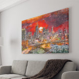 Atlanta Georgia Usa Downtown Skyline V3 City Art Watercolor Canvas Prints Wall Art Home Decor, Large Canvas