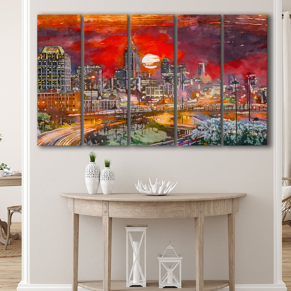 Atlanta Georgia Usa Downtown Skyline V3 5 Pieces Extra Large Canvas Prints Wall Art Home Decor