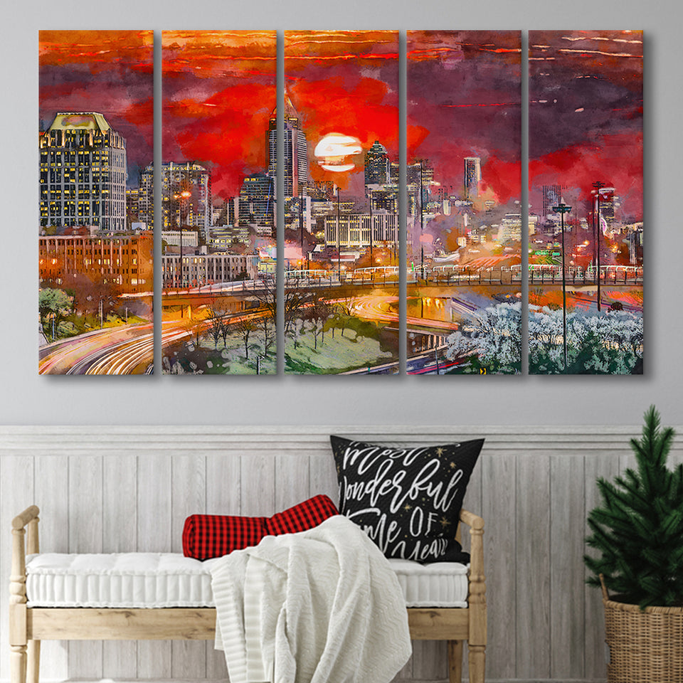 Atlanta Georgia Usa Downtown Skyline V3 5 Pieces Extra Large Canvas Prints Wall Art Home Decor
