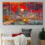 Atlanta Georgia Usa Downtown Skyline V3 5 Pieces Extra Large Canvas Prints Wall Art Home Decor