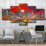 Atlanta Georgia Usa Downtown Skyline V3 5 Pieces Mixed Canvas Prints Wall Art Home Decor