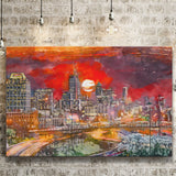 Atlanta Georgia Usa Downtown Skyline V3 City Art Watercolor Canvas Prints Wall Art Home Decor, Large Canvas