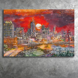 Atlanta Georgia Usa Downtown Skyline V3 City Art Watercolor Canvas Prints Wall Art Home Decor, Large Canvas