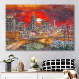 Atlanta Georgia Usa Downtown Skyline V3 City Art Watercolor Canvas Prints Wall Art Home Decor, Large Canvas