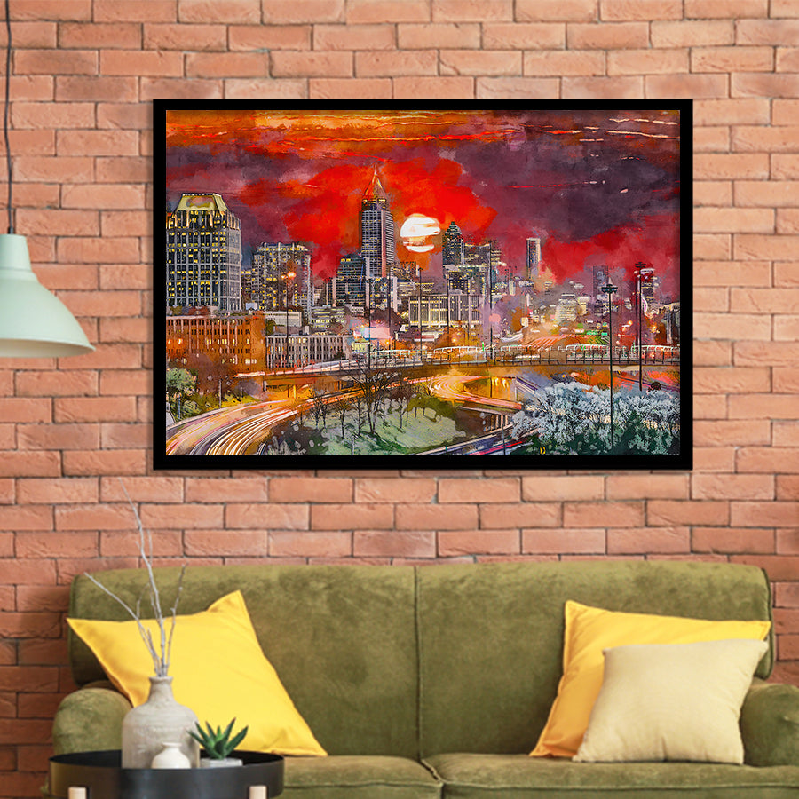 Atlanta Georgia Usa Downtown Skyline V3 City Art Watercolor Framed Art Prints Wall Art Decor,Framed Picture