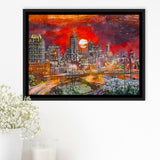 Atlanta Georgia Usa Downtown Skyline V3 City Art Watercolor Framed Canvas Prints Wall Art Home Decor,Floating Frame