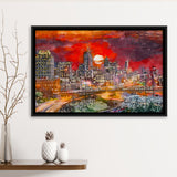 Atlanta Georgia Usa Downtown Skyline V3 City Art Watercolor Framed Canvas Prints Wall Art Home Decor,Floating Frame