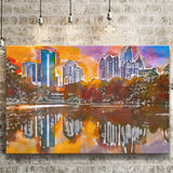 Atlanta Georgia Usa Piedmont Park Skyline City Art Watercolor Canvas Prints Wall Art Home Decor, Large Canvas