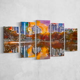 Atlanta Georgia Usa Piedmont Park Skyline 5 Pieces Mixed Canvas Prints Wall Art Home Decor