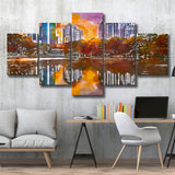 Atlanta Georgia Usa Piedmont Park Skyline 5 Pieces Mixed Canvas Prints Wall Art Home Decor