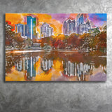 Atlanta Georgia Usa Piedmont Park Skyline City Art Watercolor Canvas Prints Wall Art Home Decor, Large Canvas