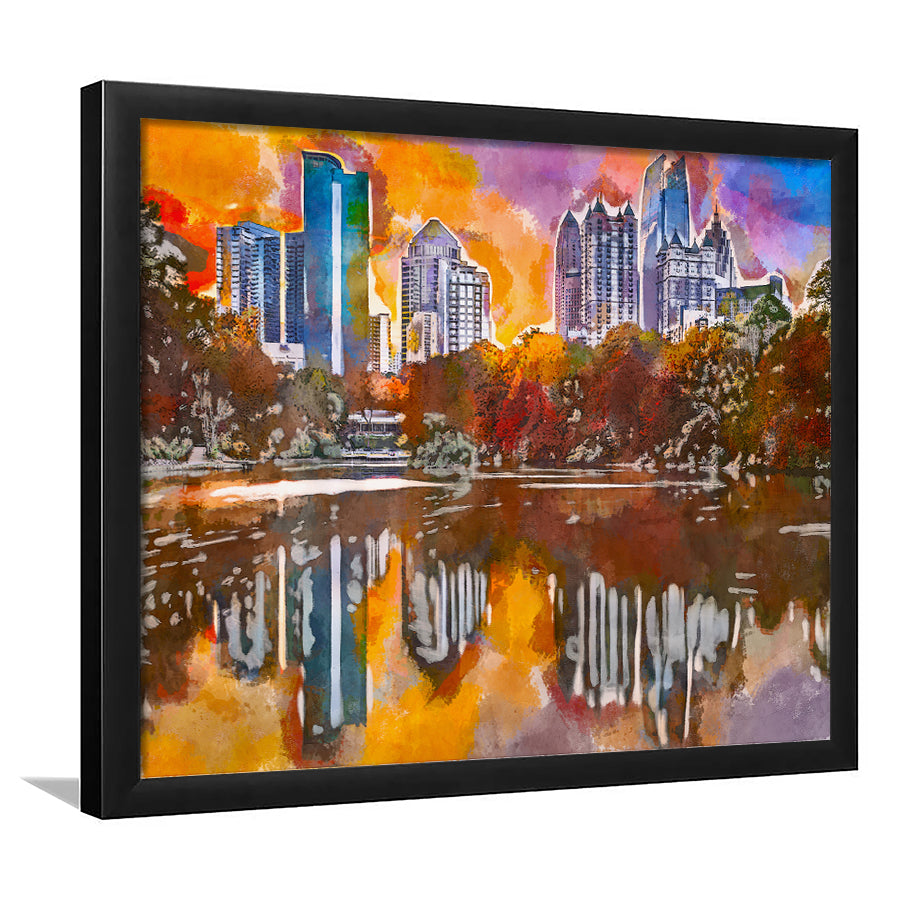 Atlanta Georgia Usa Piedmont Park Skyline City Art Watercolor Framed Art Prints Wall Art Decor,Framed Picture