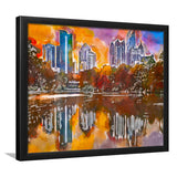 Atlanta Georgia Usa Piedmont Park Skyline City Art Watercolor Framed Art Prints Wall Art Decor,Framed Picture