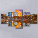 Atlanta Georgia Usa Piedmont Park Skyline 5 Pieces Mixed Canvas Prints Wall Art Home Decor