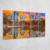 Atlanta Georgia Usa Piedmont Park Skyline 5 Pieces Extra Large Canvas Prints Wall Art Home Decor