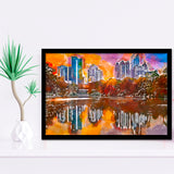 Atlanta Georgia Usa Piedmont Park Skyline City Art Watercolor Framed Art Prints Wall Art Decor,Framed Picture