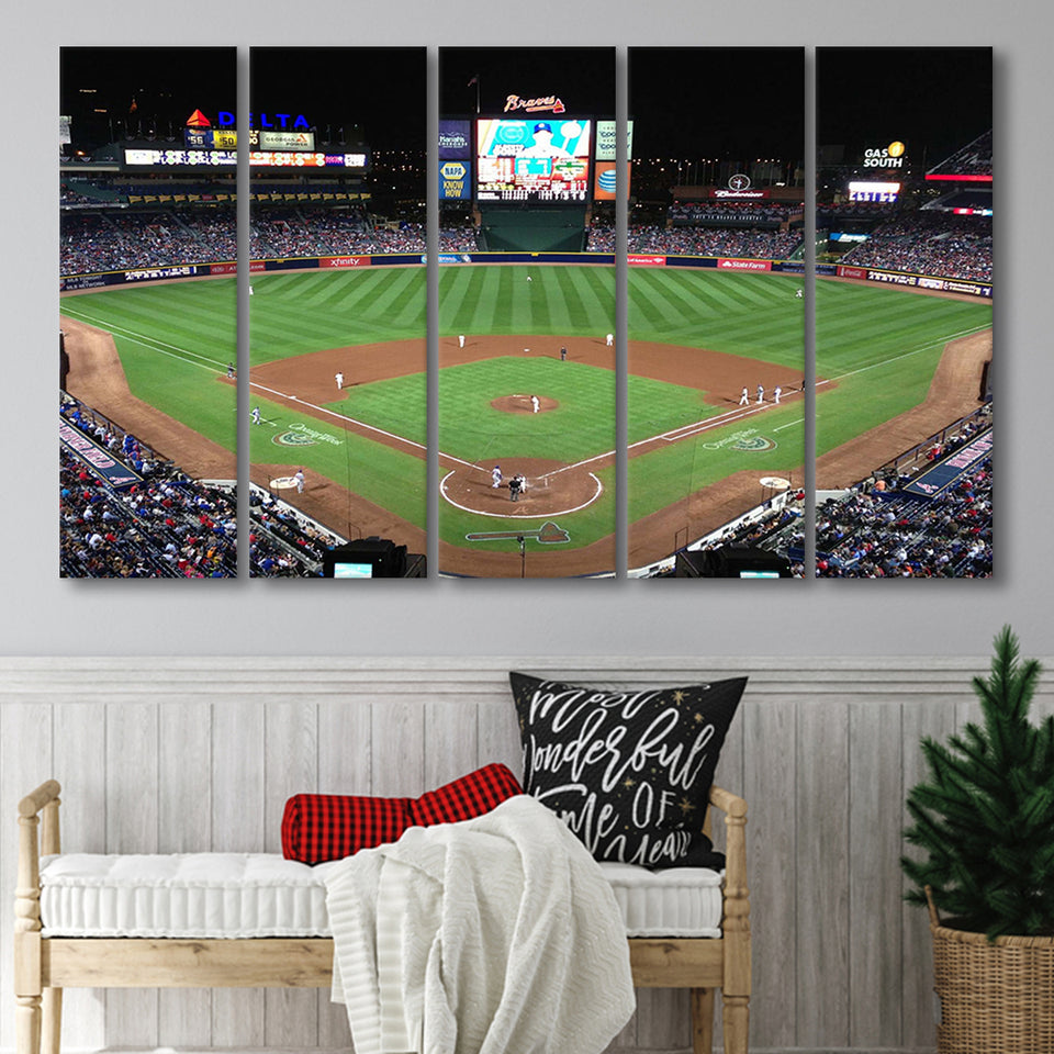 Atlanta Braves Wall Art Turner Field Stadium Canvas Prints Truist,Multi Panels B,Sport Stadium Art Prints, Fan Gift