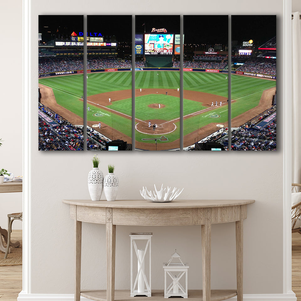 Atlanta Braves Wall Art Turner Field Stadium Canvas Prints Truist,Multi Panels B,Sport Stadium Art Prints, Fan Gift
