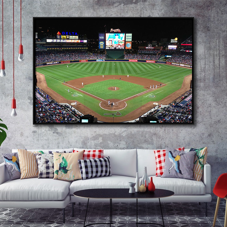 Atlanta Braves Wall Art Turner Field Stadium Framed Canvas Prints Truist,Sport Stadium Art Prints, Fan Gift