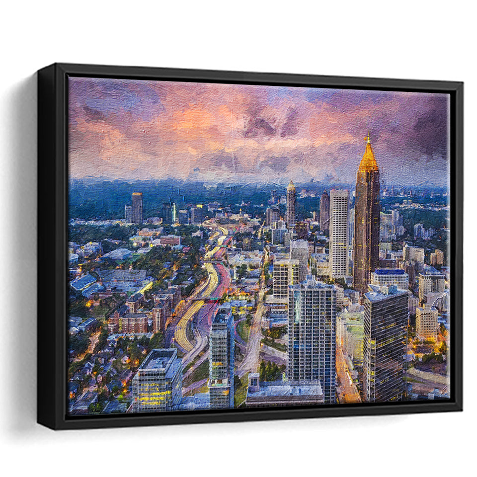 Atlanta Downtown Framed Canvas Prints Wall Art Decor - Paiting Canvas, Art Prints, Floating Frame