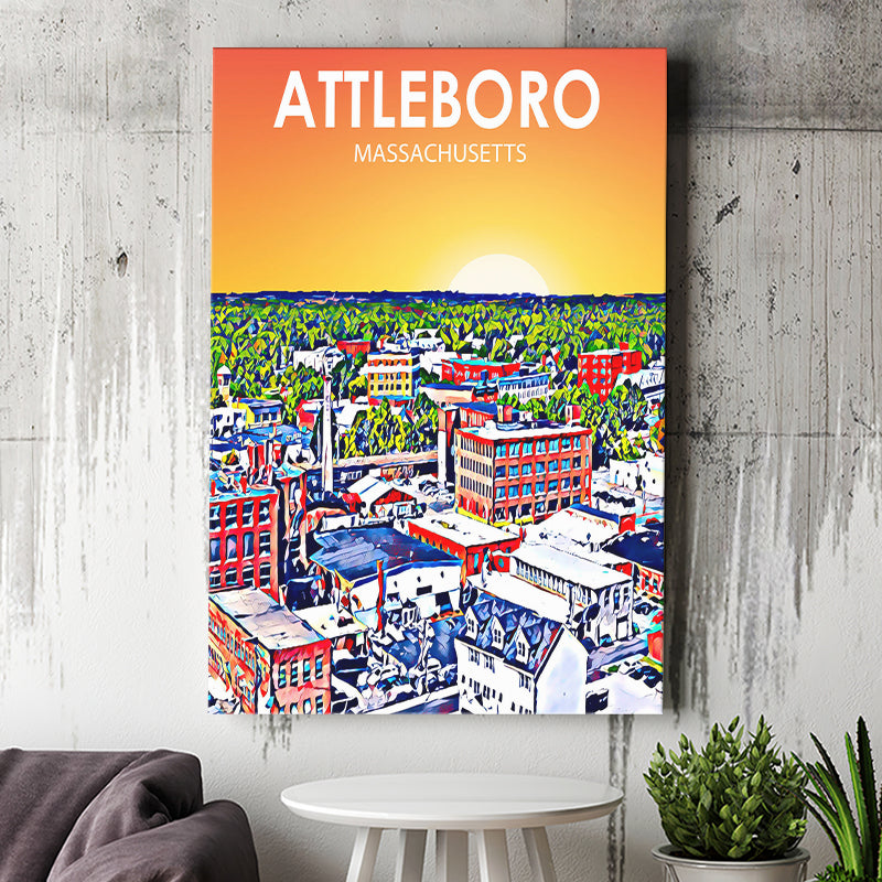 Attleboro Massachusetts Sunset Landscape ,City Art Print, Large Canvas, Canvas Print Wall Art Home Decor