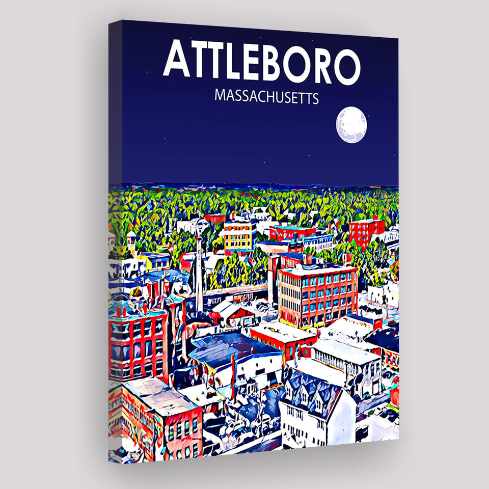 Attleboro Massachusetts Night Landscape ,City Art Print, Large Canvas, Canvas Print Wall Art Home Decor