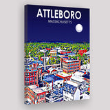 Attleboro Massachusetts Night Landscape ,City Art Print, Large Canvas, Canvas Print Wall Art Home Decor
