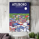 Attleboro Massachusetts Night Landscape ,City Art Print, Large Canvas, Canvas Print Wall Art Home Decor