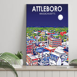 Attleboro Massachusetts Night Landscape ,City Art Print, Large Canvas, Canvas Print Wall Art Home Decor