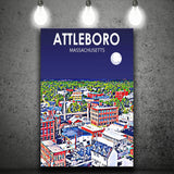 Attleboro Massachusetts Night Landscape ,City Art Print, Large Canvas, Canvas Print Wall Art Home Decor