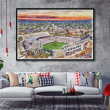 Auburn Tigers Jordan Hare Stadium Watercolor, Sport Art Prints Fan Gift, Framed Canvas Prints Wall Art Decor