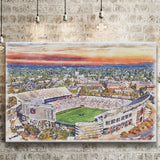 Auburn Tigers Jordan Hare Stadium Watercolor, Sport Art Prints Fan Gift, Canvas Prints Wall Art Decor
