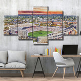 Auburn Tigers Jordan Hare Stadium Watercolor, 5 Pieces, Multi Panel Canvas Prints Wall Art Decor