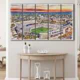 Auburn Tigers Jordan Hare Stadium Watercolor, 5 Pieces B, Multi Panel Canvas Prints Wall Art Decor
