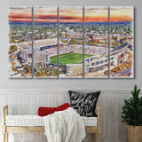 Auburn Tigers Jordan Hare Stadium Watercolor, 5 Pieces B, Multi Panel Canvas Prints Wall Art Decor