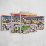Auburn Tigers Jordan Hare Stadium Watercolor, 5 Pieces, Multi Panel Canvas Prints Wall Art Decor