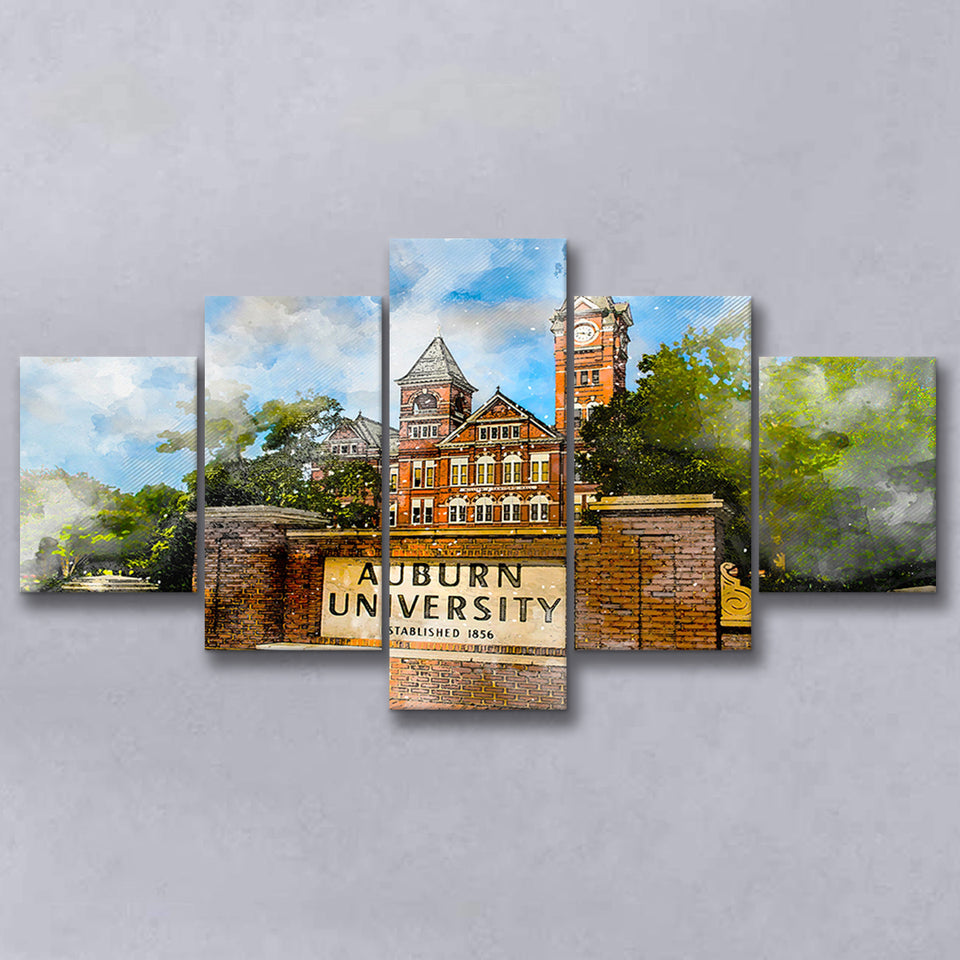 Auburn University 5 Pieces Canvas Prints Wall Art Decor - Painting Canvas, Mixed Canvas, Multi Panels