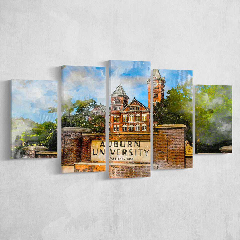 Auburn University 5 Pieces Canvas Prints Wall Art Decor - Painting Canvas, Mixed Canvas, Multi Panels