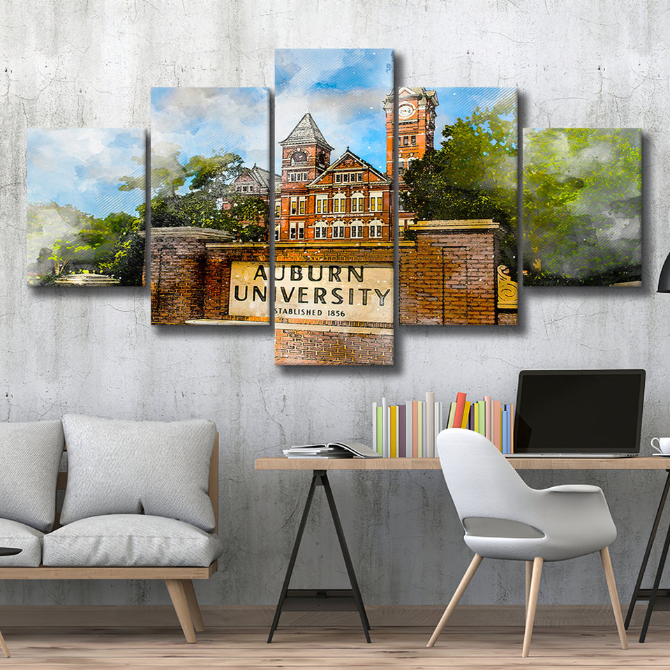 Auburn University 5 Pieces Canvas Prints Wall Art Decor - Painting Canvas, Mixed Canvas, Multi Panels