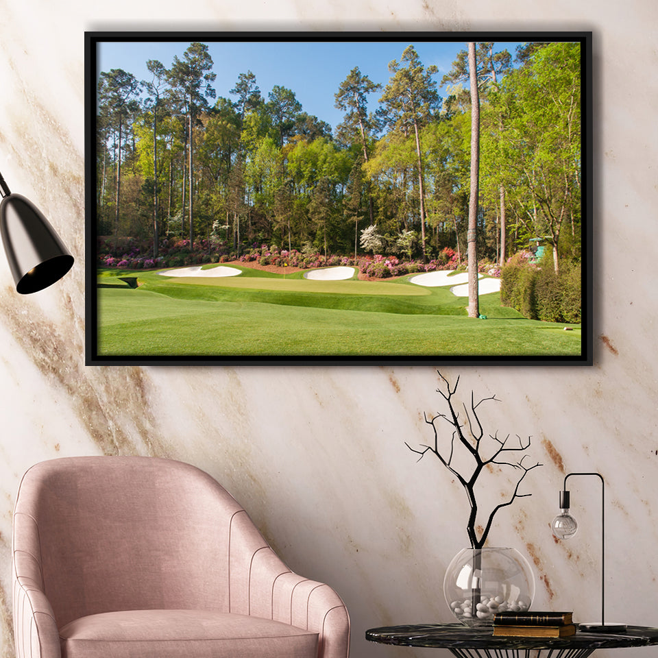 Augusta Golf Course Hole 13 Framed Framed Canvas Prints Wall Art - Painting Prints, Wall Decor, Floating Frame