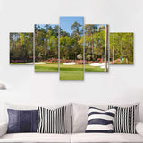 Augusta Golf Course Hole 13 Framed 5 Piece Canvas Prints Wall Art - Painting Prints, Wall Decor,Multi Panel