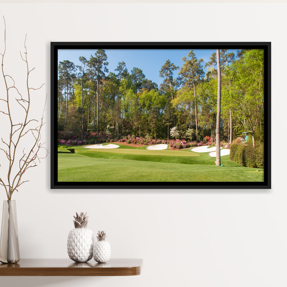 Augusta Golf Course Hole 13 Framed Framed Canvas Prints Wall Art - Painting Prints, Wall Decor, Floating Frame