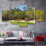 Augusta Golf Course Hole 13 Framed 5 Piece Canvas Prints Wall Art - Painting Prints, Wall Decor,Multi Panel