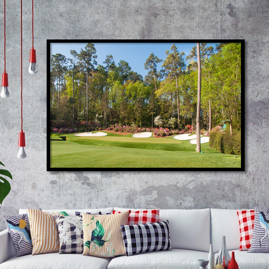 Augusta Golf Course Hole 13 Framed Framed Art Prints Wall Decor - Painting Prints, Framed Picture