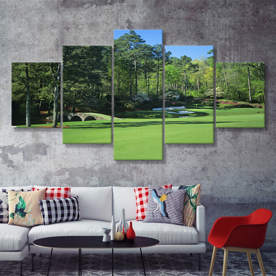 Augusta National Golf Course  5 Pieces Canvas Prints Wall Art - Painting Canvas, Multi Panel, Home Wall Decor, For Sale